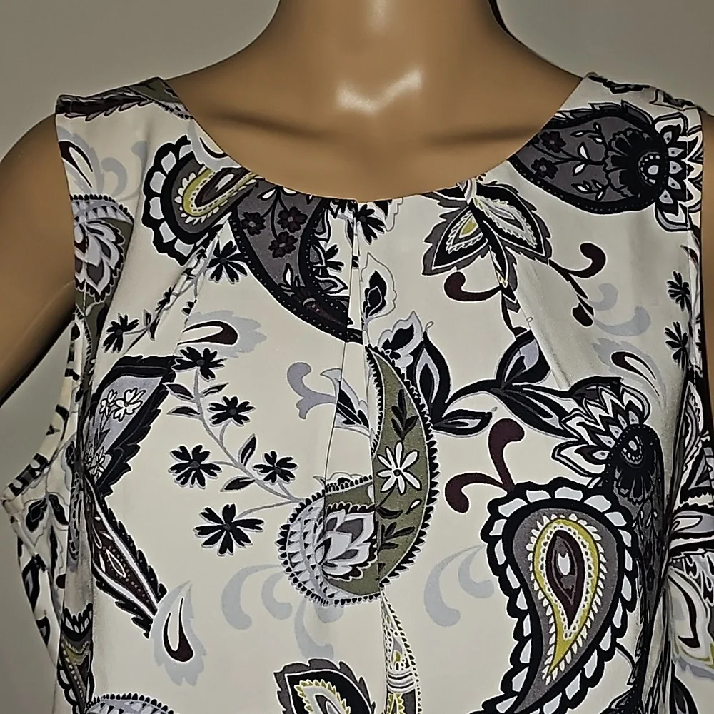 Loft Outlet Round Collar sleeveless Paisley Shell Size M New no tags - Picture 4 of 9